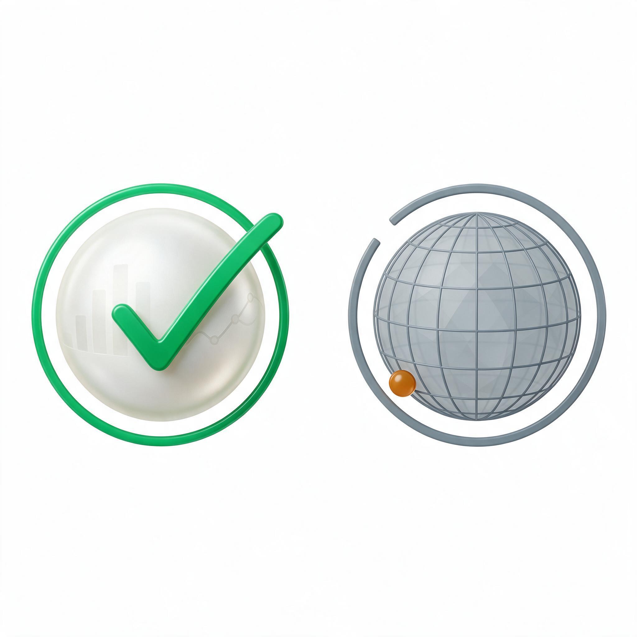 An alternate check-mark and globe illustration, not a player certification